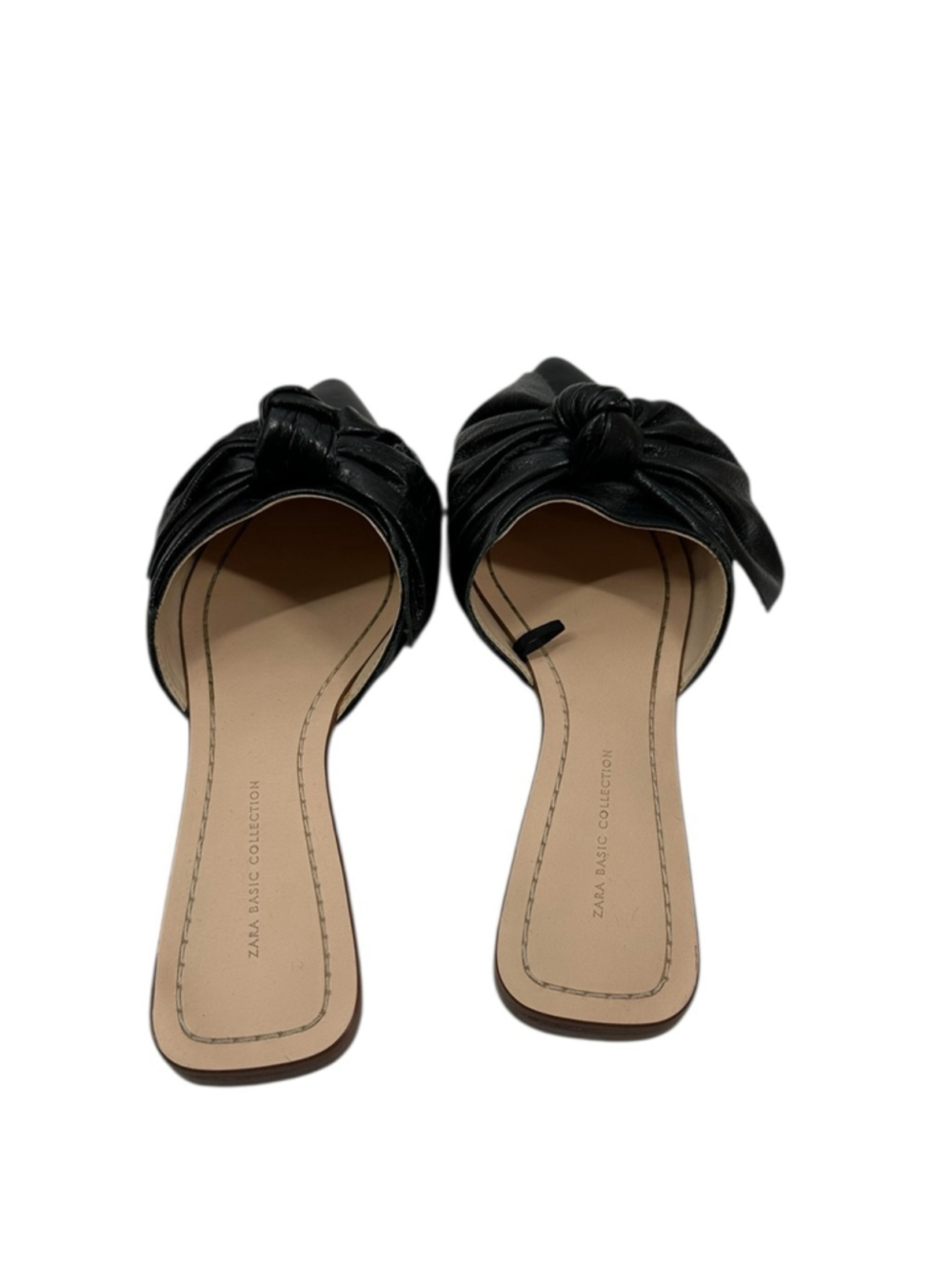 Zara Black Leather Bow Mules slides minimalist classic luxury sz 6 - Picture 5 of 11